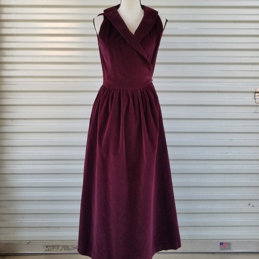 Vtg Norman Shinmaker burgundy wrap dress s…